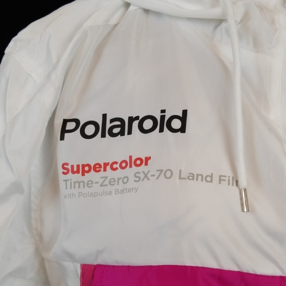 Polaroid 1/4 zip rainbow wind breaker white M220 - Picture 4 of 8